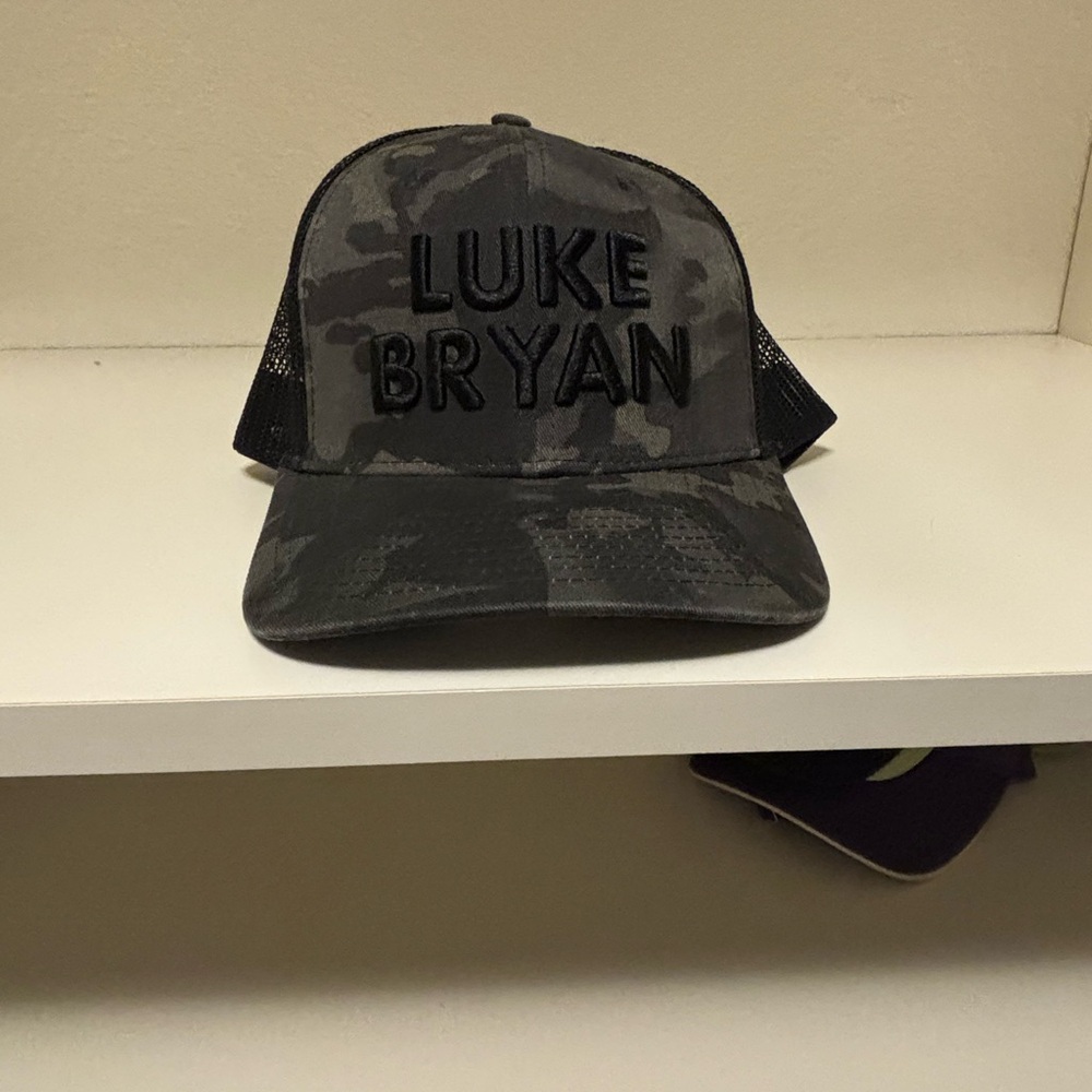 Black Luke Bryan Hat with Camouflage Pattern